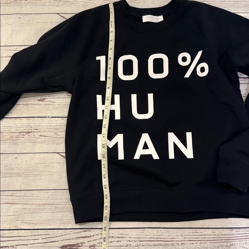 NWOT  EVERLANE 100% Human Typography Crewneck‎ Sweatshirt Black Size Small - Picture 6 of 12